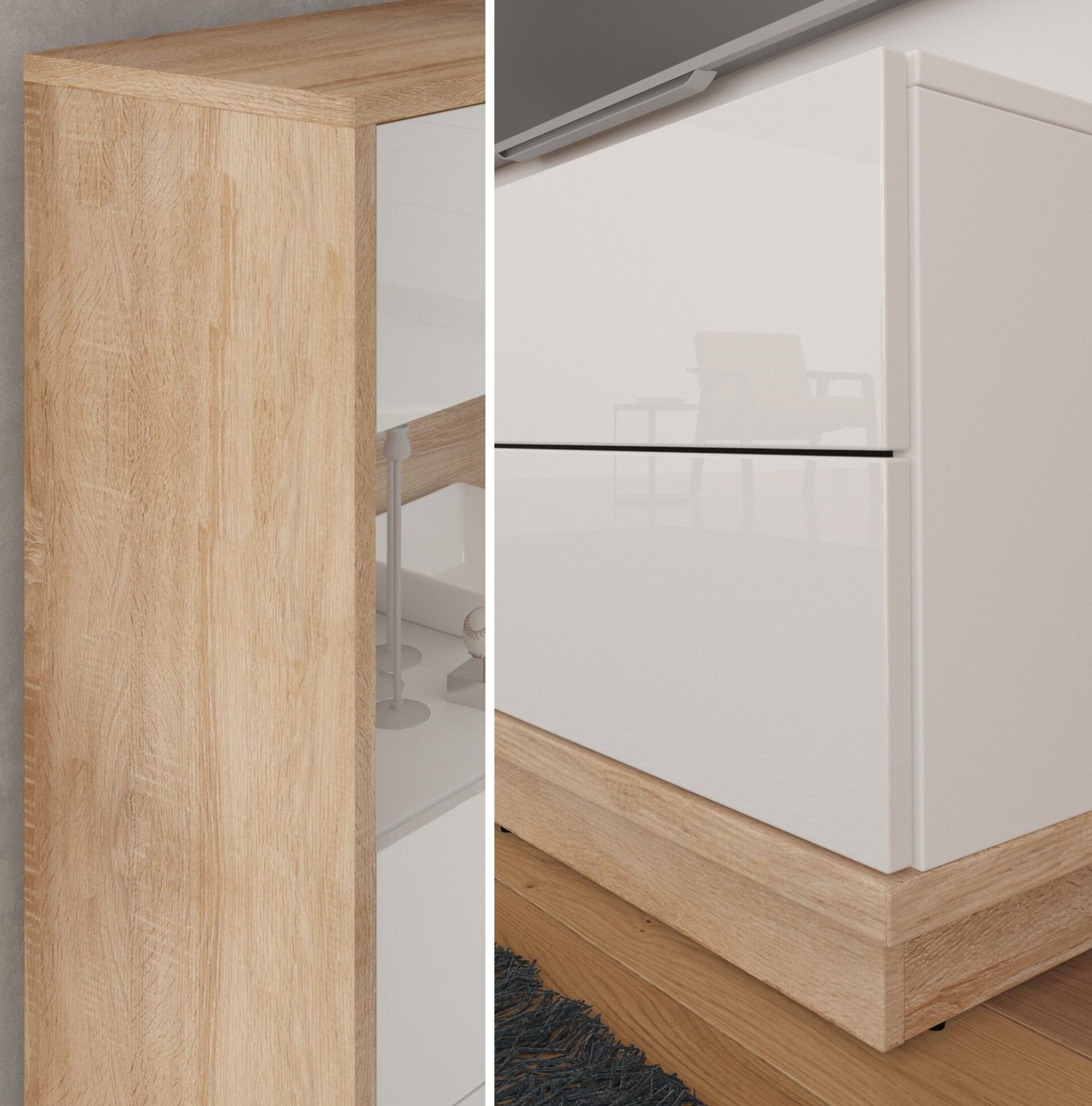 HYBRID 09 chest of drawers for living room/bedroom, Sonoma oak, white finishHYBRID - Image 3
