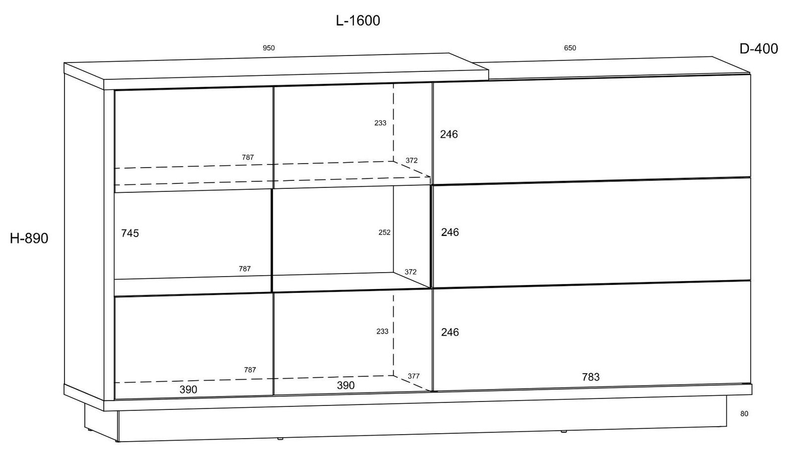 HYBRID 10 furniture large display cabinet chest of drawers black white glossyHYBRID - Image 2