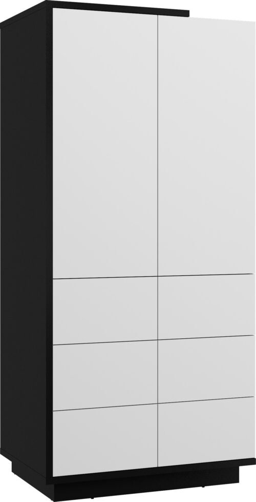 HYBRID 23 wardrobe for living room, hallway, bedroom, black, white glossyHYBRID