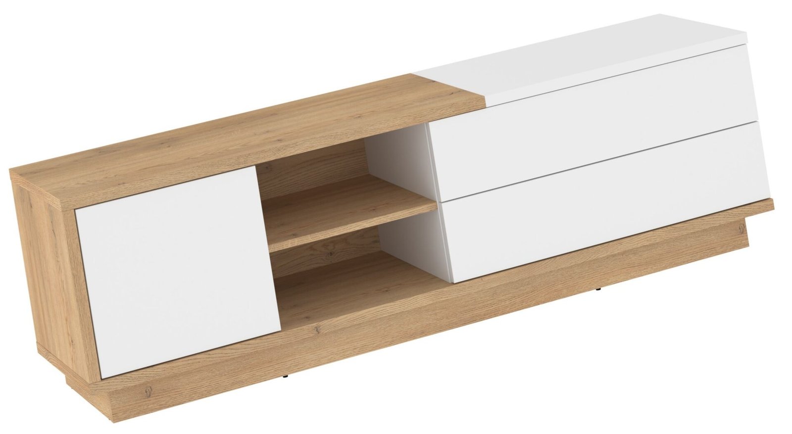 HYBRID 21 furniture chest of drawers, table, TV cabinet with drawers, cremona oak, whiteHYBRID - Image 5