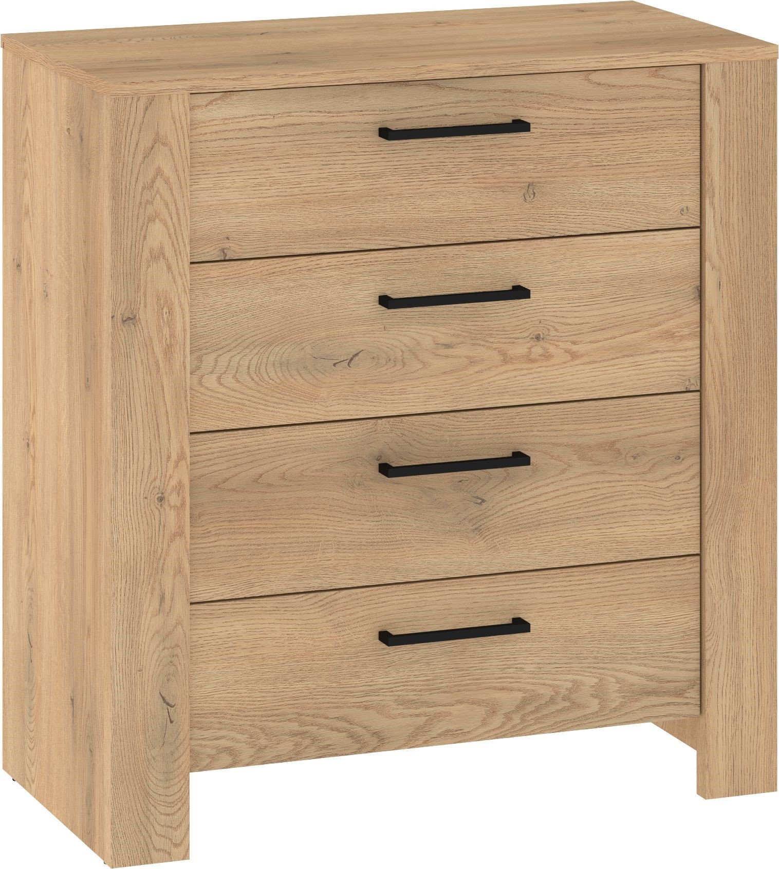 SLIDE 05 furniture chest of drawers for living room, bedroom, cremona oak