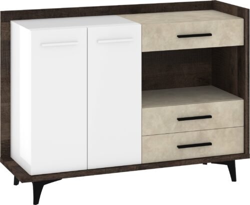 BOX 02 furniture large cabinet chest of drawers for living room, white granada