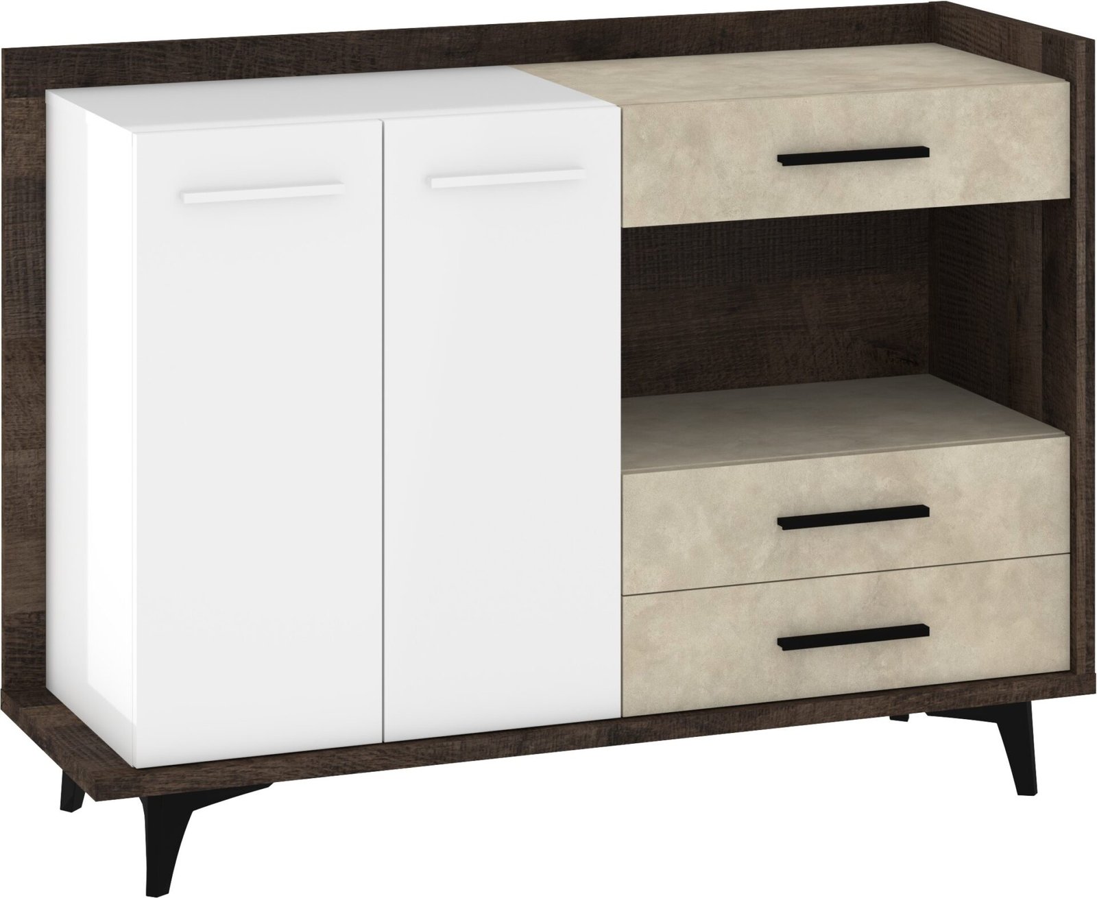 BOX 02 furniture large cabinet chest of drawers for living room, white granada