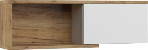 HYBRID 24 furniture shelf, hanging cabinet for living room, oak, gold color, white, glossyHYBRID