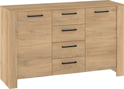 SLIDE 03 large chest of drawers with doors for living room, cremona oak