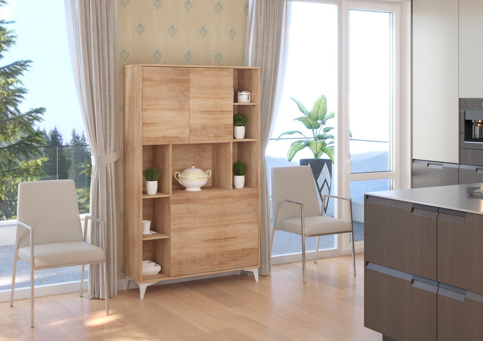 MEGAN 2 furniture, bookshelf + desk, Sonoma oak - Image 2