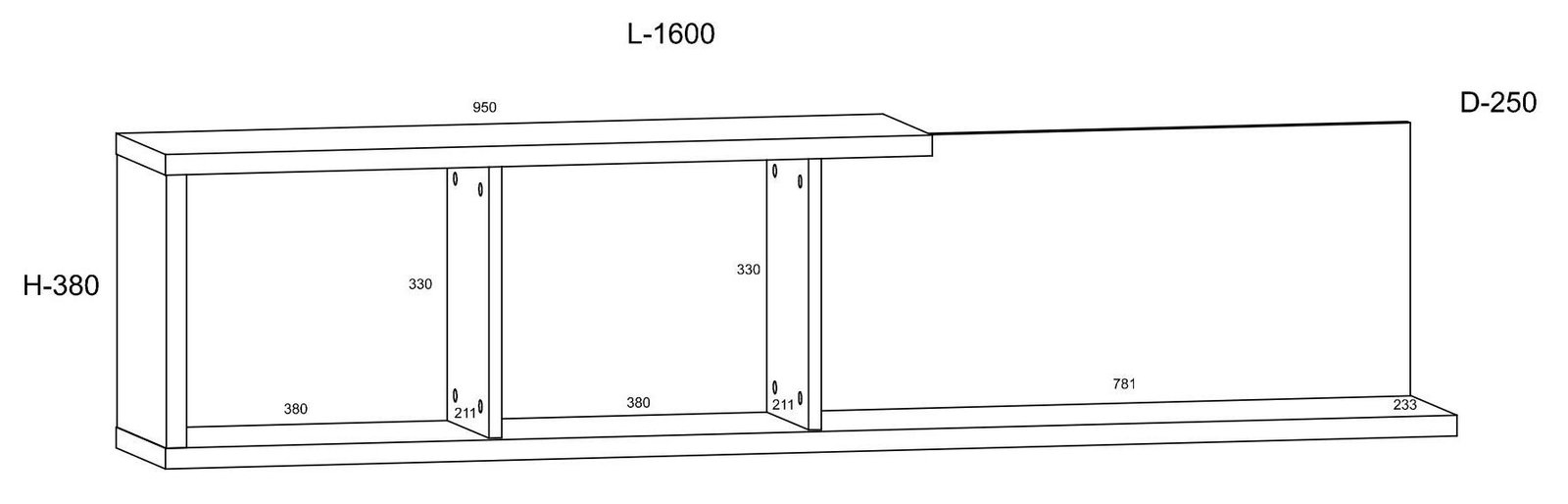 HYBRID 13 furniture wall shelf for living room, cremona oak white colorHYBRID - Image 2