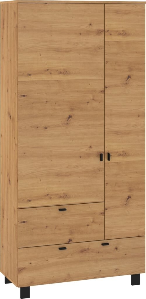 VEGAS 14 furniture wardrobe with rod and shelves for the hallway, oak, black