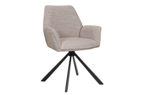 YUNI Latte Beige (Monza 60 fabric) – MODERN SWIVEL CHAIR, UPHOLSTERED IN BUCLE FABRIC, FOR LIVING ROOM, DINING ROOM, OFFICE, LIVING ROOM