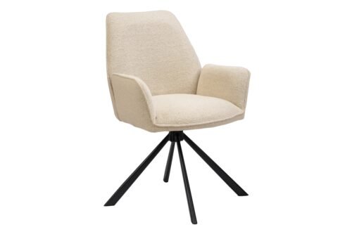 YUNI Cream (Monza 90 fabric) – MODERN SWIVEL CHAIR, UPHOLSTERED IN BUCLE FABRIC, FOR LIVING ROOM, DINING ROOM, OFFICE, LIVING ROOM