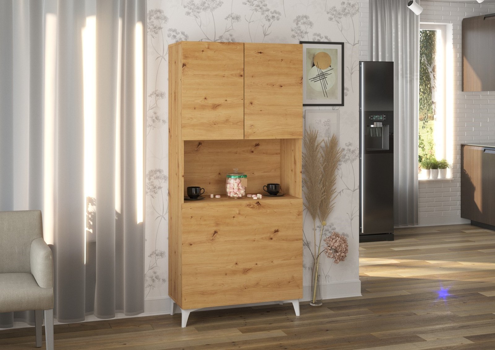 MEGAN furniture, 1 shelf + table, oak