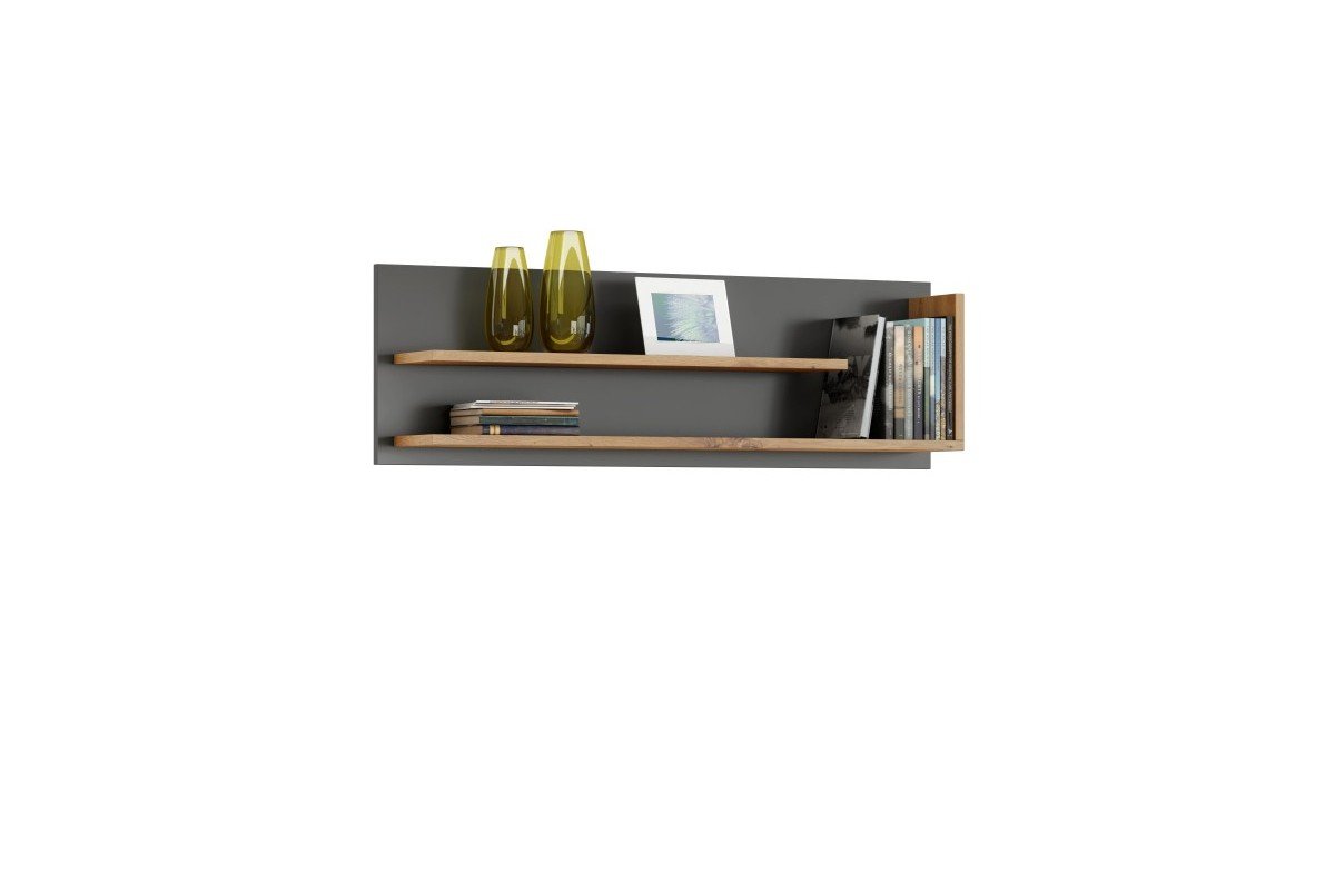 FOLK anthracite (dark grey) / craftsman oak furniture set - MODERN LIVING ROOM WALL CABINET WITH SMALL TV UNIT - Image 6