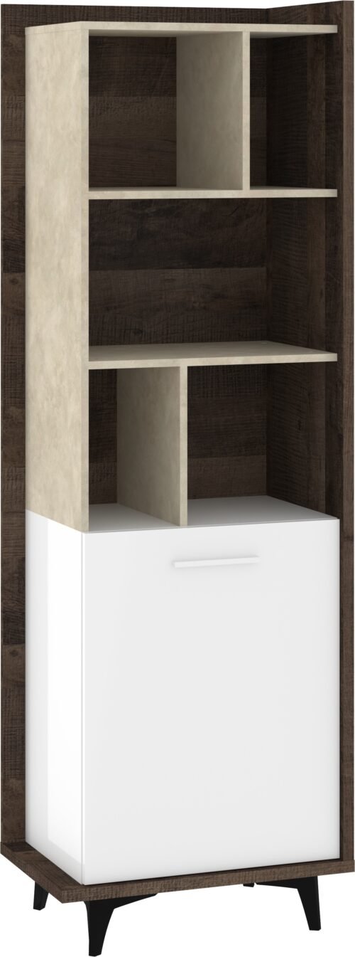 BOX 06 furniture bookcase with shelves and doors, Grange oak, white Granada