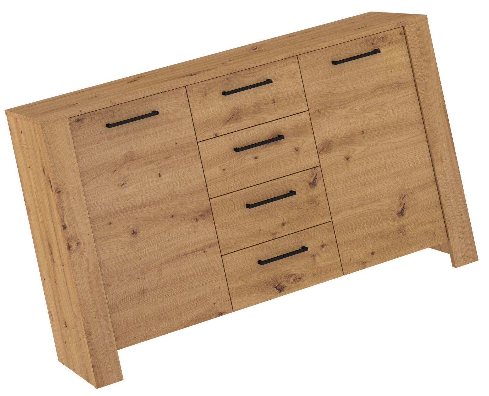 SLIDE 03 furniture, large chest of drawers with doors for the living room, oak - Image 4