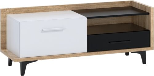 BOX 08 furniture, small chest of drawers, table, TV cabinet with drawer, Sonoma, white, black
