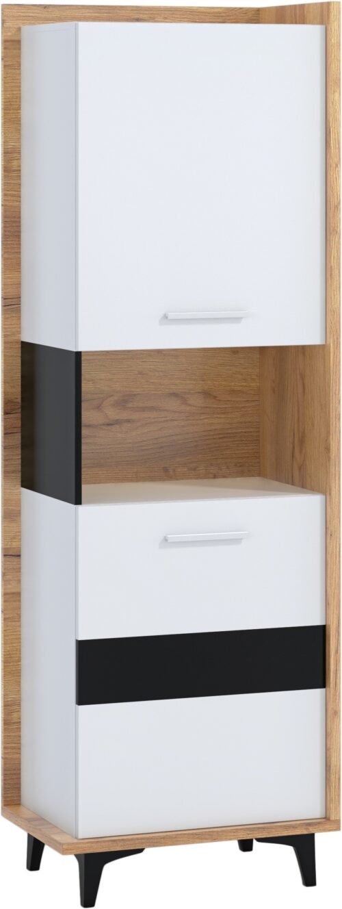 BOX 07 furniture closed bookcase with doors, oak, white, black