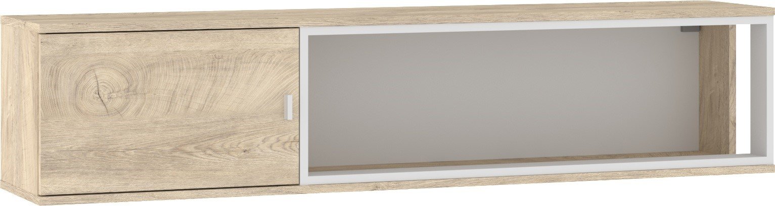 VEGAS 16 furniture, wall-mounted shelf, loft cabinet, oak imitation flooring, white - Image 2