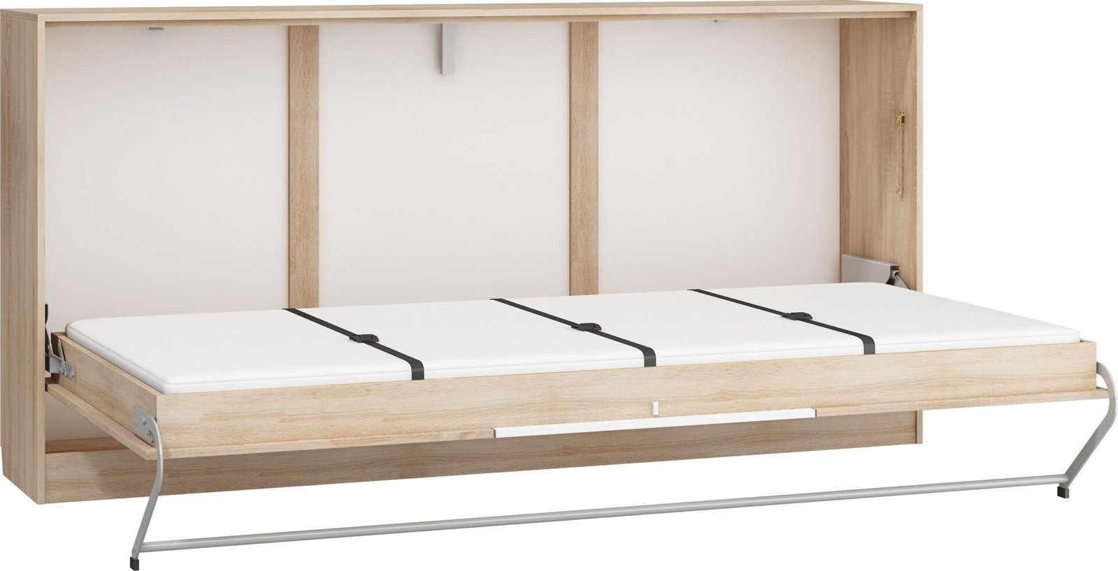 Wall bed, folding, hidden bed, 90x200, horizontal, ROGER, Sonoma oak, white - Image 4