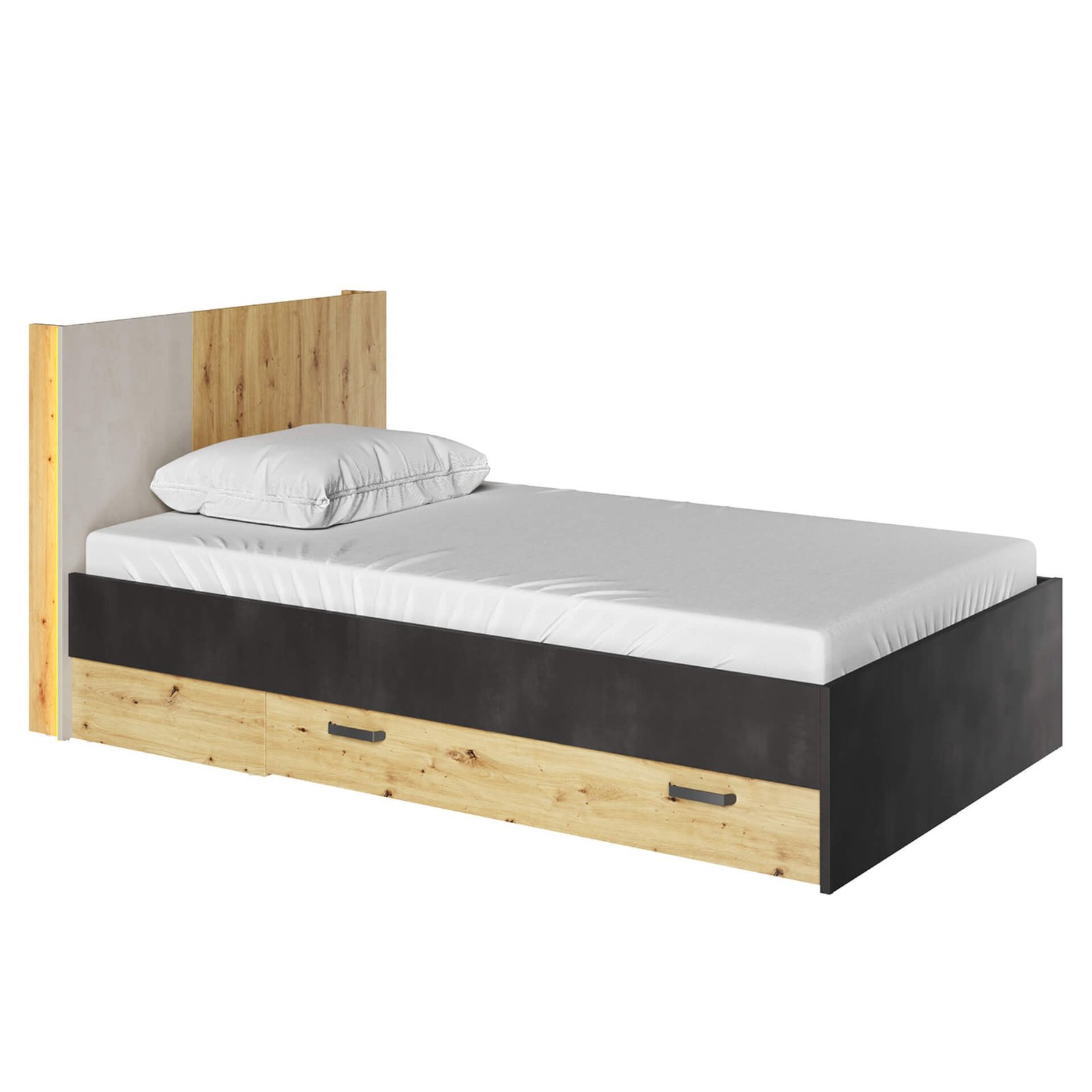 QUBIC QB-11 Bed | Artisan Oak, Silk Fluor, Raw Steel - Image 5
