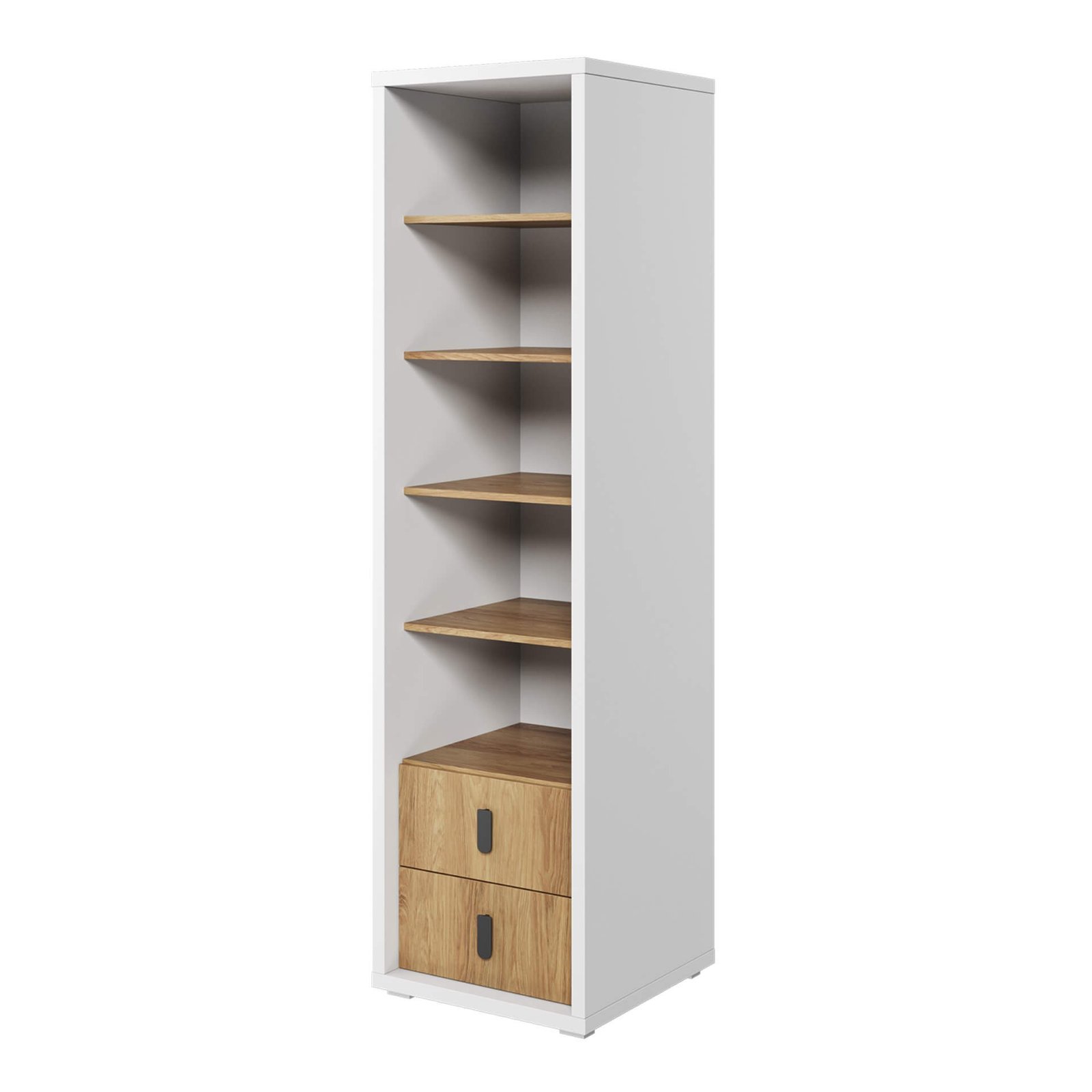 SIMI MS-03 white/natural hickory bookshelf