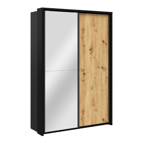 ARTI AR-21 two-door sliding wardrobe, black/artisan oak