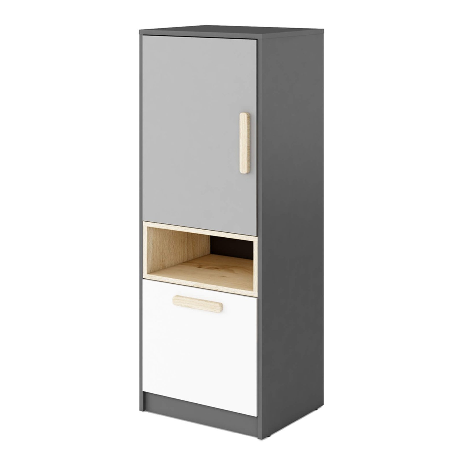 POK PO-07 bookshelf graphite/beech/gray/white
