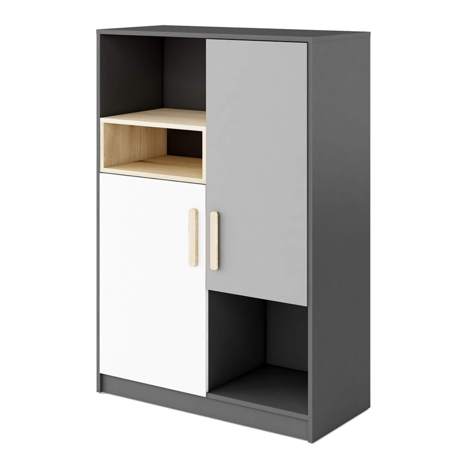 POK PO-06 bookshelf graphite/beech/gray/white