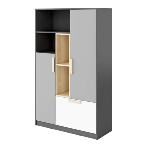 POK PO-05 bookshelf graphite/beech/gray/white