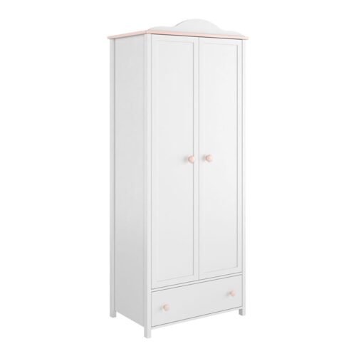 Two-door wardrobe LUNA LN-01 white/pink