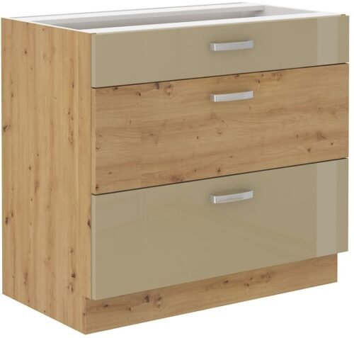 Base cabinet 80 cm with drawers Artisan cappuccino glossy 80 D 3S BB