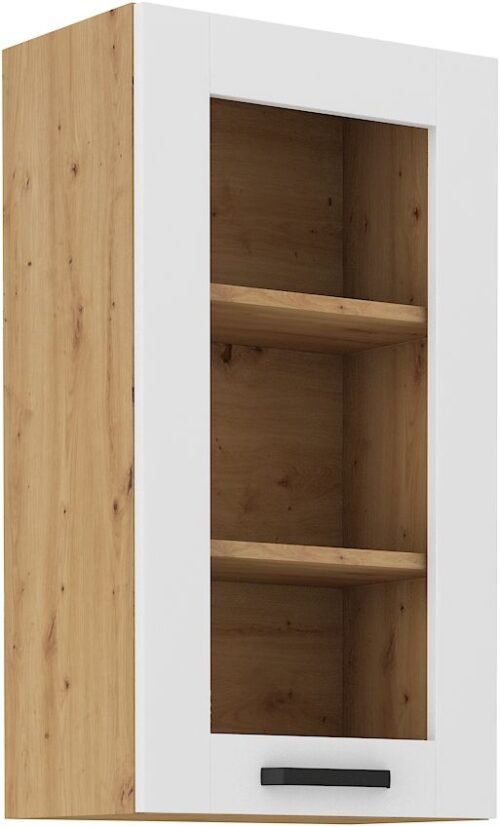 Wall cabinet 40 cm display case Luna white/artisan 40 GS-90 1F