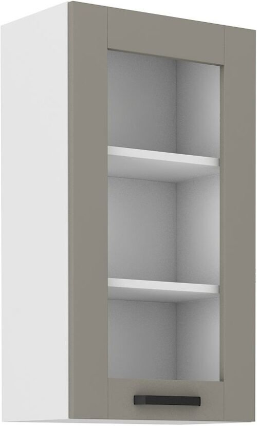 Wall cabinet 40 cm Luna display case white/clay grey 40 GS-90 1F
