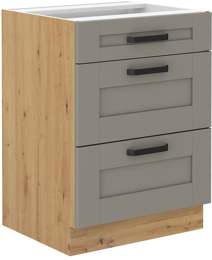 Luna artisan/claygrey 60 D 3S BB base cabinet with 60 cm drawers