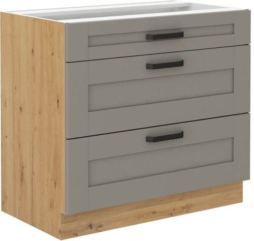 Luna artisan/claygrey 80 D 3S BB base cabinet with 80 cm drawers