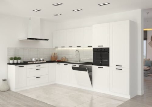Corner kitchen set, corner kitchen 210/350 cm, white Luna
