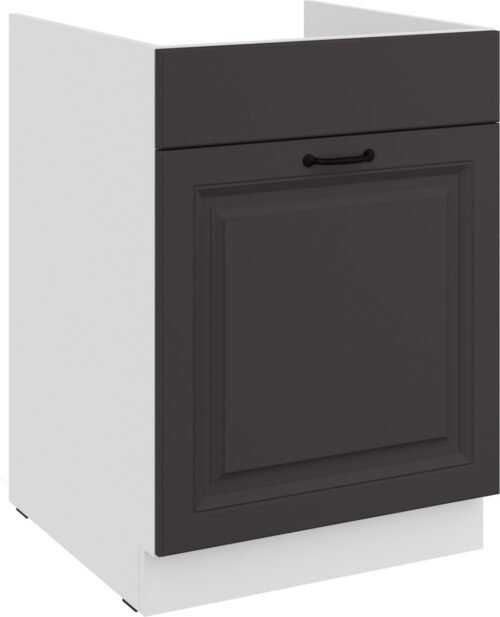 Base cabinet 60 cm, sink, drawer, Stillo, white/graphite color, 60 ZL, 1S, BB, PREMIUM BOX