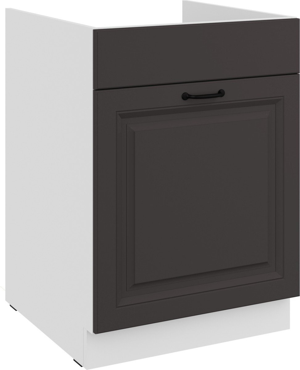 Base cabinet 60 cm, sink, drawer, Stillo, white/graphite color, 60 ZL, 1S, BB, PREMIUM BOX