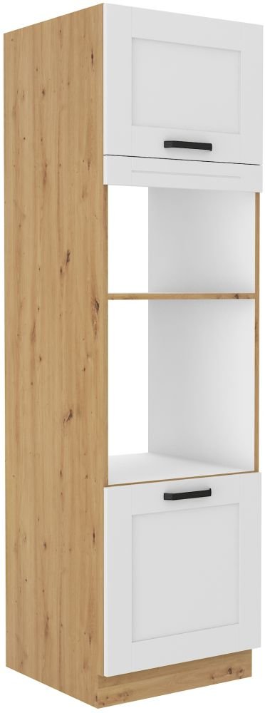 Luna 60 cm tall cabinet with oven and microwave, white/artisan 60 DPM-210 2F