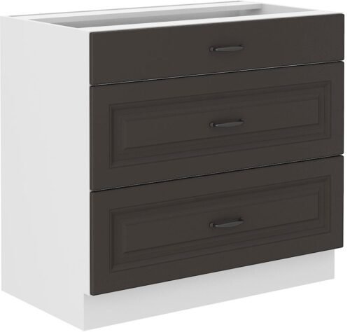Base cabinet 80 cm with drawers Stillo white/graphite 80 D 3S BB