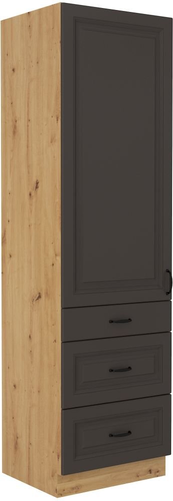 Stillo artisan/graphite 60 cm pantry cabinet with drawers DKS-210 3S 1F