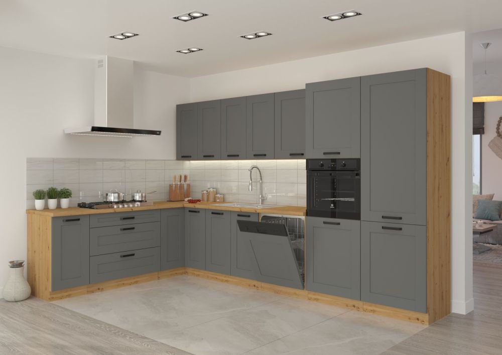 Wall cabinet with hood 60 cm Luna artisan/dust grey 60 GU-36 1F - Image 6