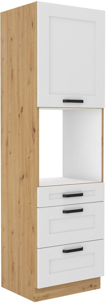 60 cm tall cabinet, oven with drawers, Luna white/artisan 60 DPS-210 3S 1F
