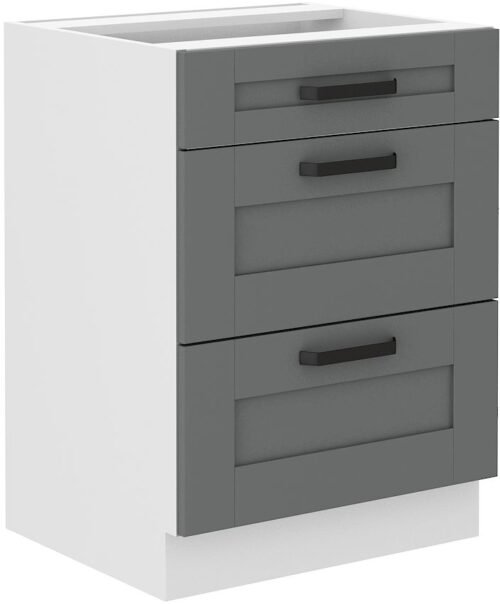 Luna white/dust grey 60 D 3S BB base cabinet with 60 cm drawers