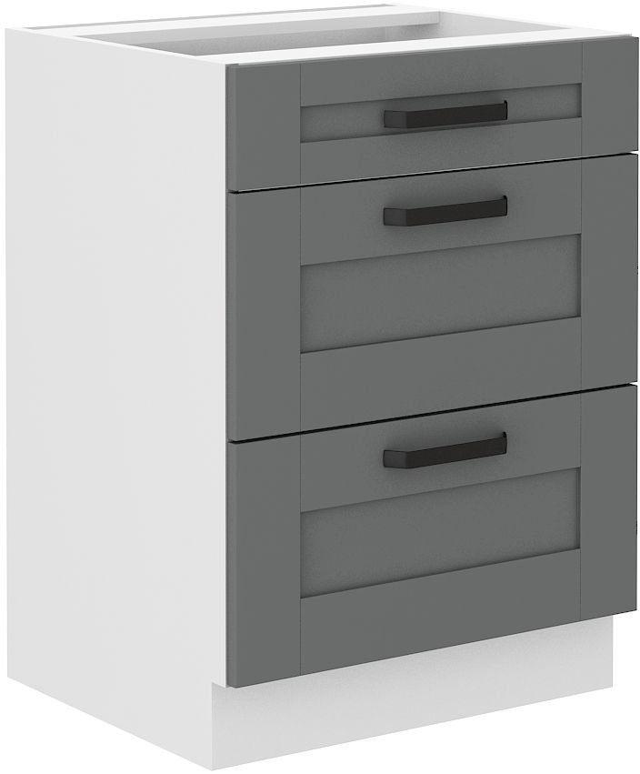 Luna white/dust grey 60 D 3S BB base cabinet with 60 cm drawers