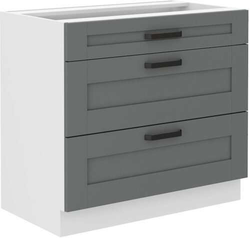 Luna white/dust grey 80 D 3S BB base cabinet 80 cm drawers