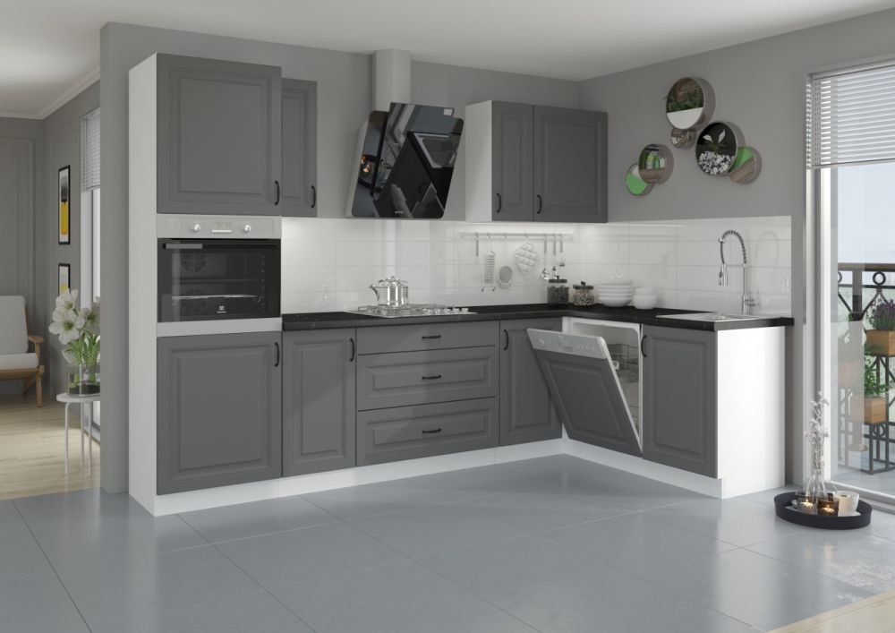 Stillo corner kitchen set, white/dust grey, corner kitchen 350/210 cm - Image 7