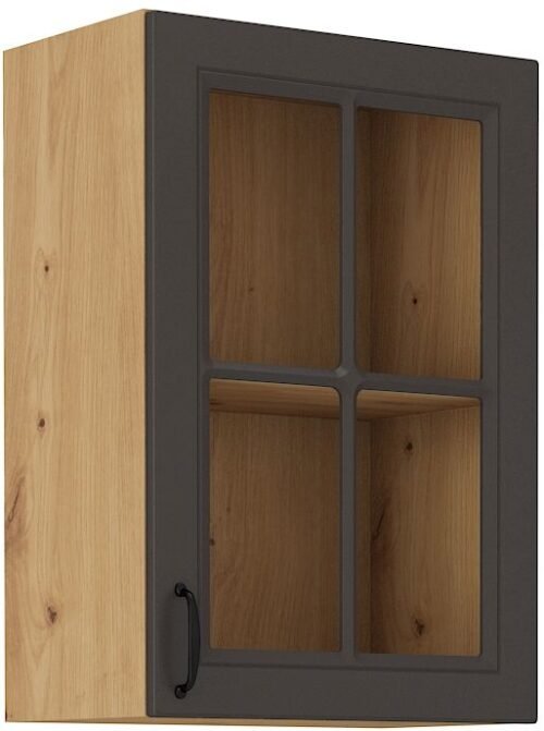Wall cabinet 40 cm display case Stillo artisan/graphite color 40 GS-72 1F