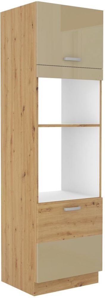 Artisan column cabinet with oven and microwave for cappuccino function, glossy 60 DPM-210 2F