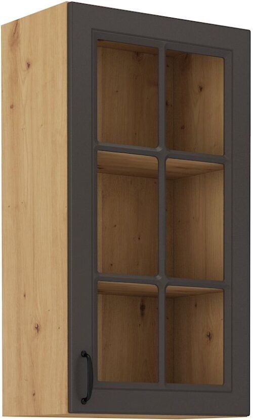 Wall cabinet 40 cm display case Stillo artisan/graphite color 40 GS-90 1F