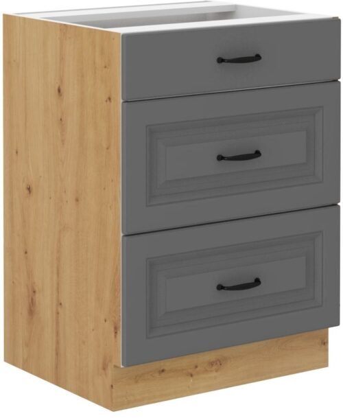 Base cabinet 60 cm with drawers Stillo artisan/dust grey 60 D 3S BB